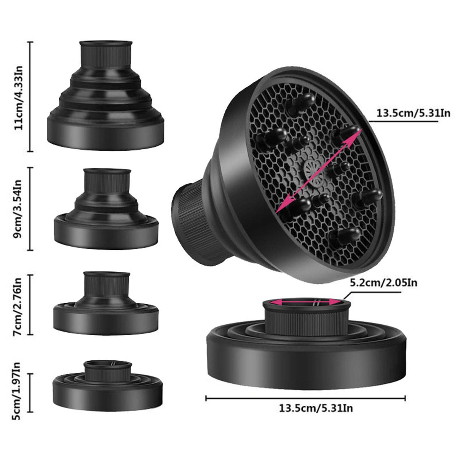 살롱 헤어 디퓨저 여성용 곱슬 헤어 드라이어, 접이식  - Hair Dryer Diffuser Attachment Universal 리뷰 및 가격