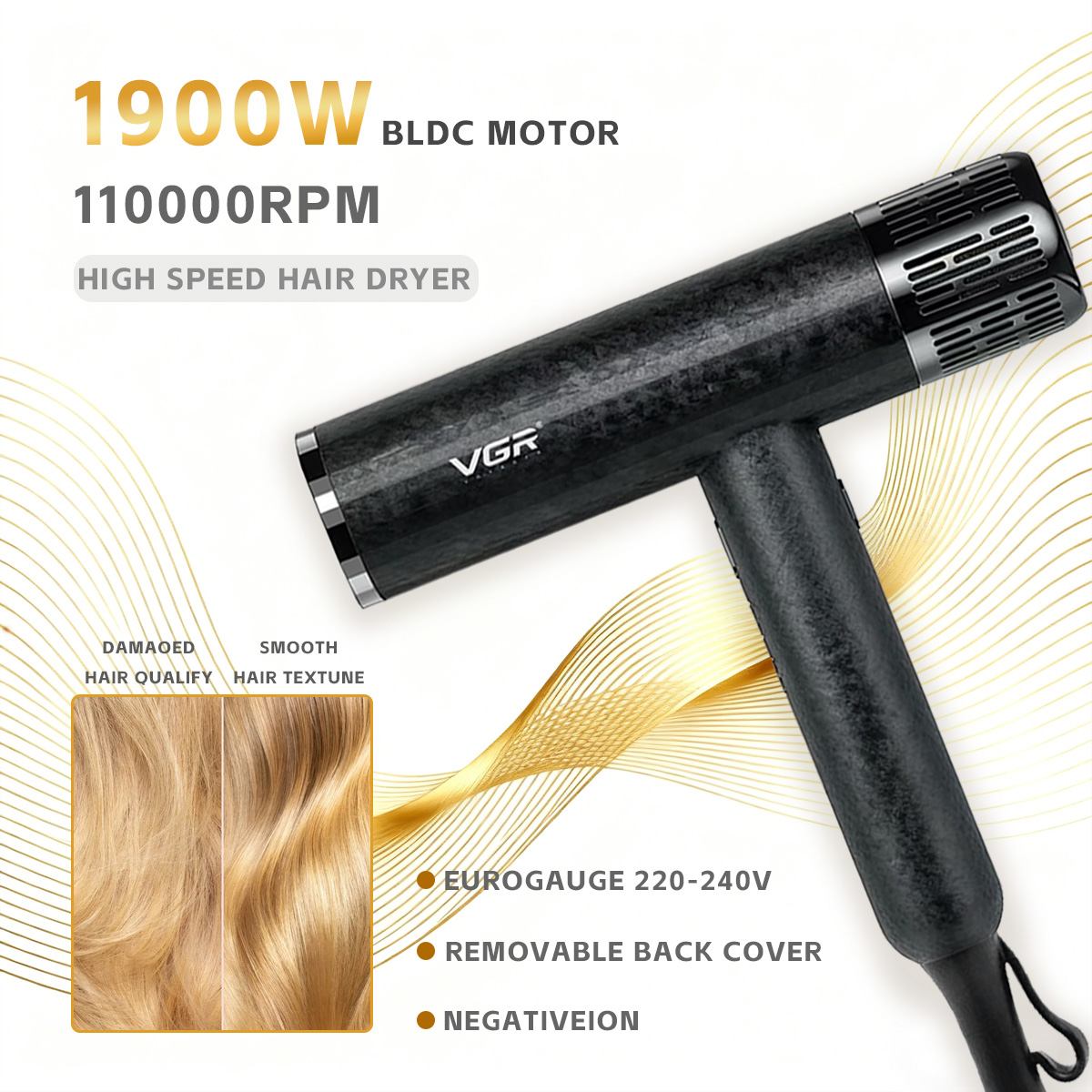 VGR 업그레이드됨 헤어 드라이어 전문가용 강력한 헤어 - Hair Blow Dryer Low Noise Powerful 리뷰 및 가격