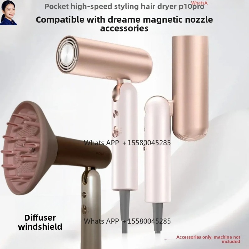 Hair Dryer With Magnetic Nozzles Diffusers - DREAME 접이식 포켓 헤어드라이어 P10 곱슬머리