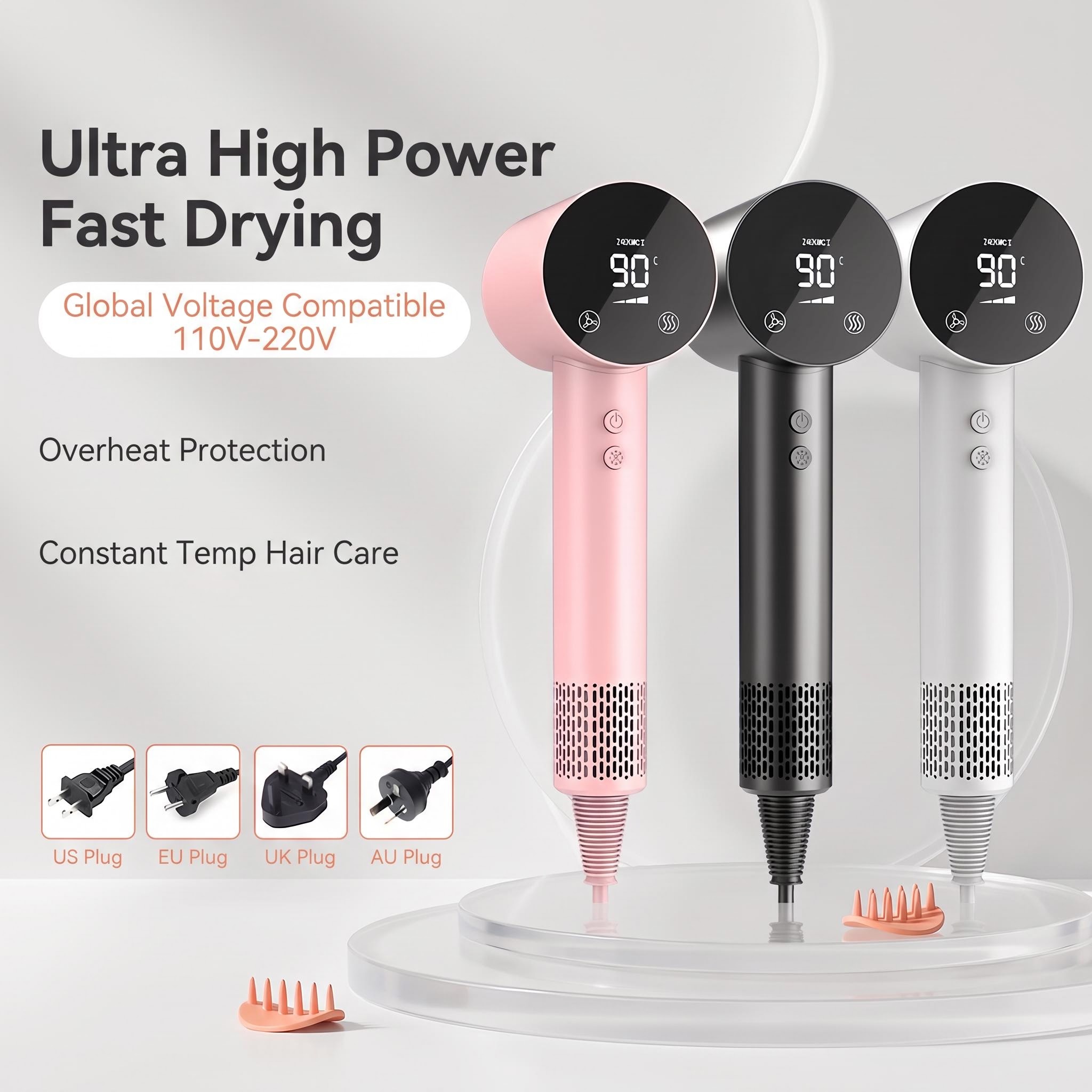 저소음 플라즈마 고속 헤어 드라이어, 디지털 디스플레이 - Hair Blow Dryer Low Noise Powerful 리뷰 및 가격