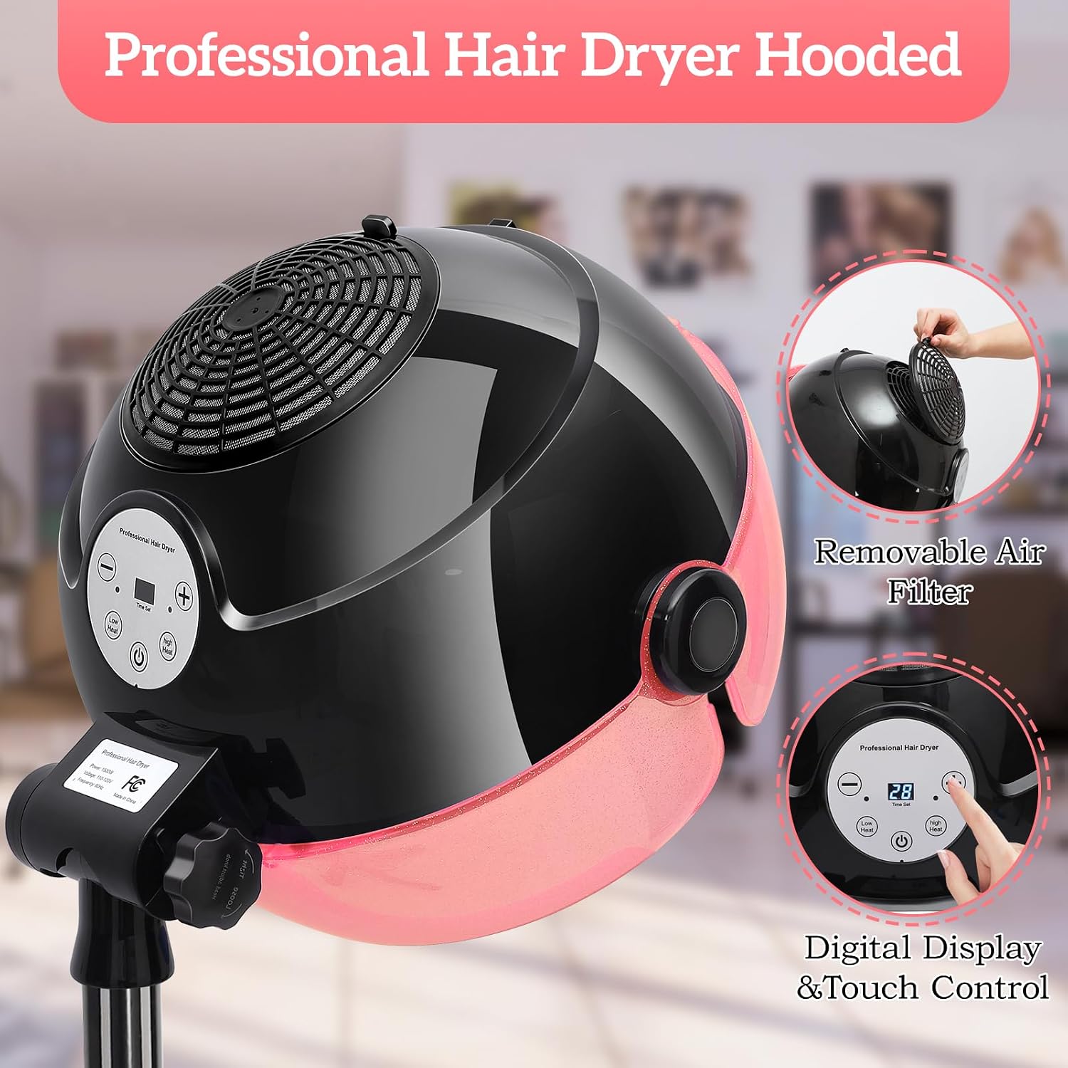 전문가용 이온 후드 헤어 드라이어 터치 컨트롤 타이머  - Ionic Bonnet Hood Hair Dryer Stand 리뷰 및 가격